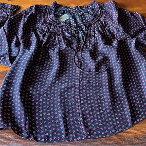 Women’s J. Crew Black & Red Floral Flouncy Blouse